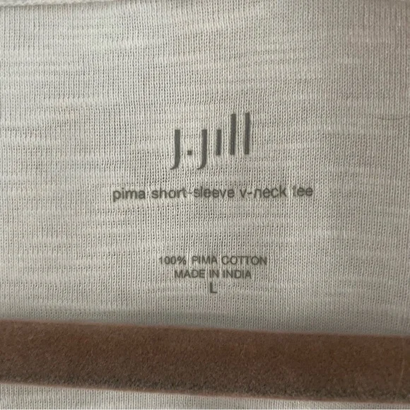 J. JILL Pima Short Sleeve V-Neck White Tee Tunic Large - Picture 6 of 6